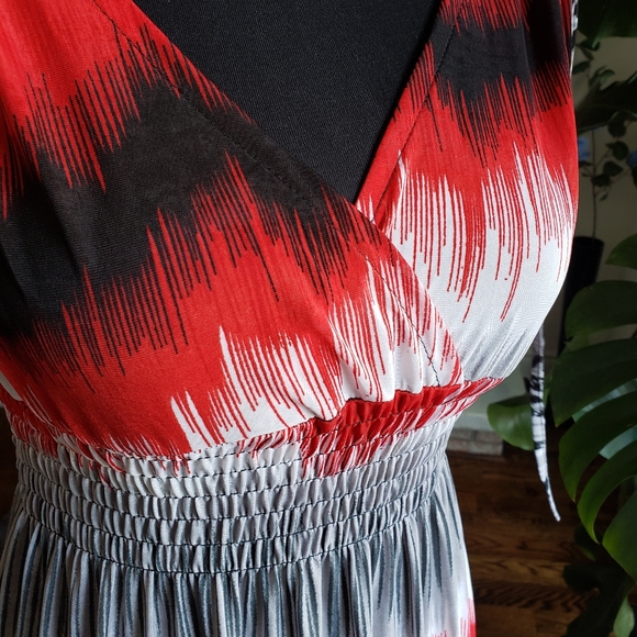 NWT Long Maxi Coverup Red Black Beach White Animal Print Summer Dress Size M - Picture 4 of 6